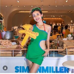 Mango green cut out asymmetrical dress from Simon Miller Collaboration